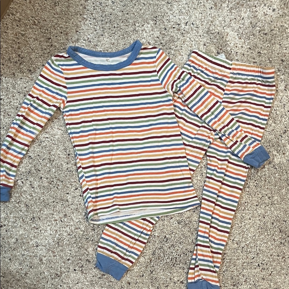 Mulberry Striped Kids Pajamas with Blue Accents